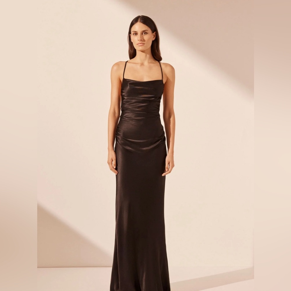 Shona Joy La Lune Lace Back Maxi Gown Dress Black Size 4